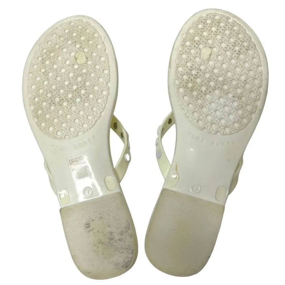Tory Burch Studded Jelly Sandals Flip Flop Sandal Ivory White Size 7